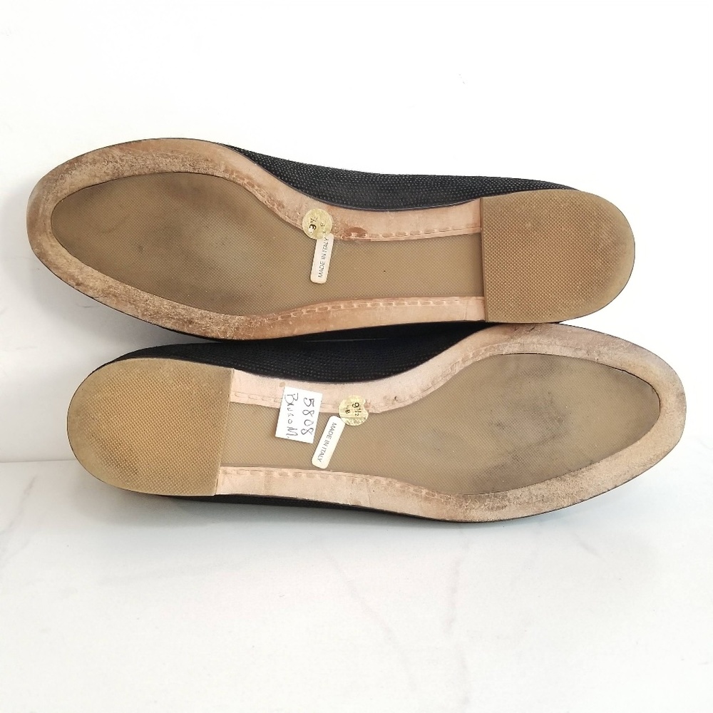 Bruno Magli Textured Leather Peep Toe Flats Shoes - Picture 9 of 10